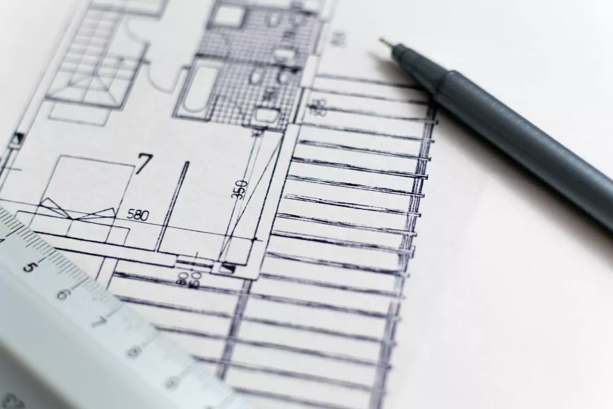 Plano de suelo de segregación de la vivienda en papel