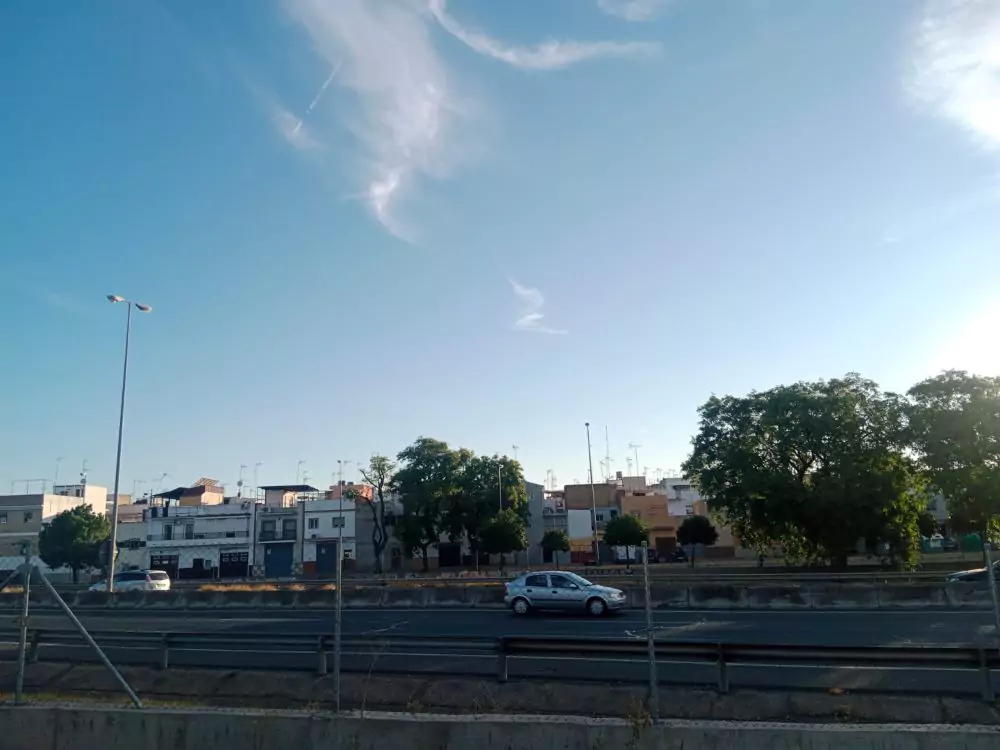 Vista de las casitas de la Plata desde el lado de Padre Pío (Palmete). En medio la SE-30