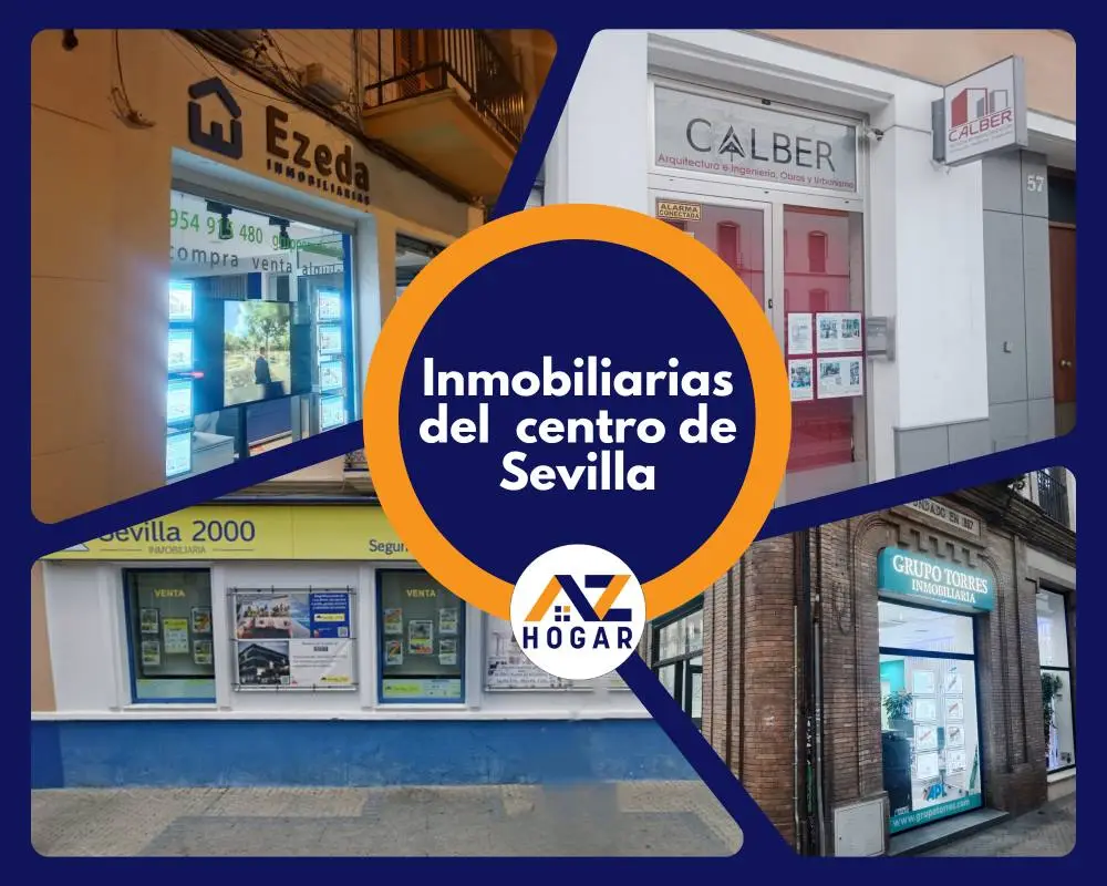 Collage de inmobiliarias en Sevilla centro. En las imágenes se muestran las más recomendadas.